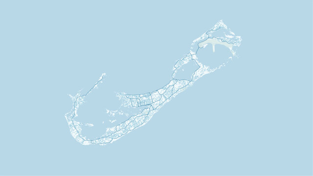 Modern minimalist vector map of Bermuda (UK). High-quality scalable illustration of Hamilton city grid, St. George's, and Atlantic archipelago for posters and urban design.