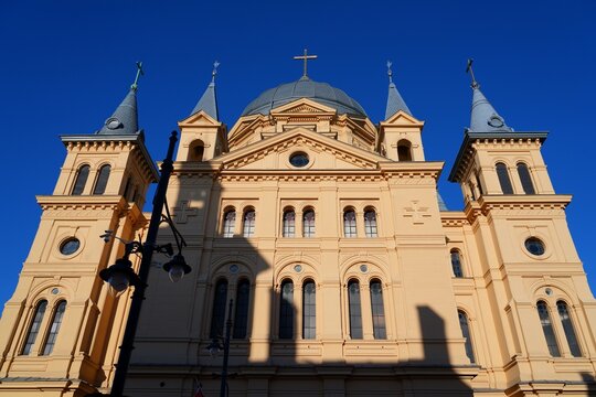 Lodz city in Poland. Architecture of Pentecost Church (Kosciol Zeslania Ducha Swietego).