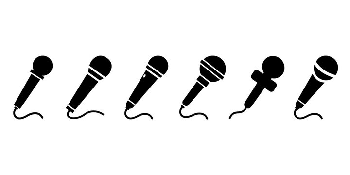 Set microphone icon sign &ndash; stock vector