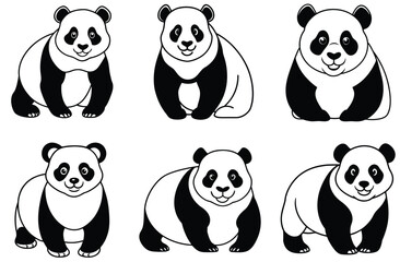 Obraz premium Baby panda waving paw cartoon, vector illustration