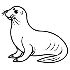 Fototapeta premium walrus vector silhouette icon - , ideal for wildlife, safari, and animal-themed illustrations.