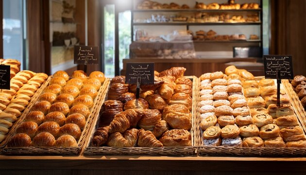 a bakery display of pastries