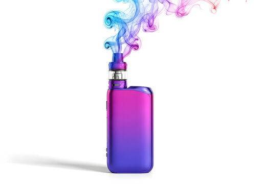 Colorful vape device with smoke