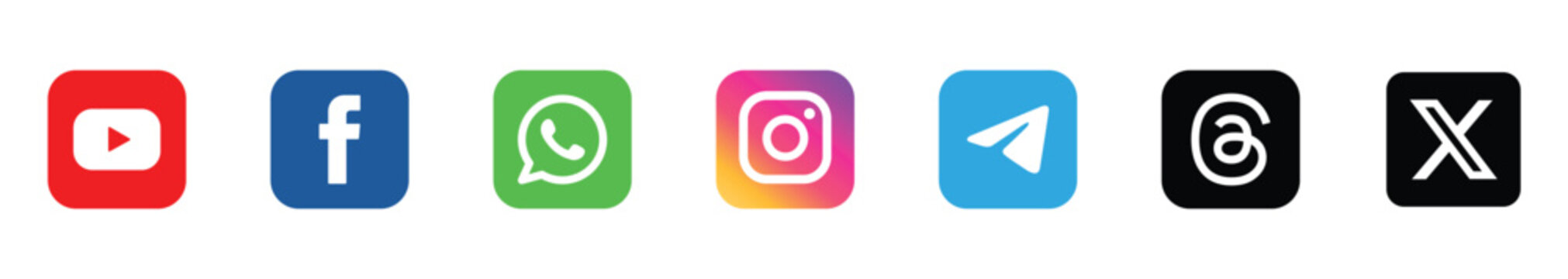 Latest colorful social media icons set. Facebook, youtube. social network symbols for connecting blogs, websites, and videos.
