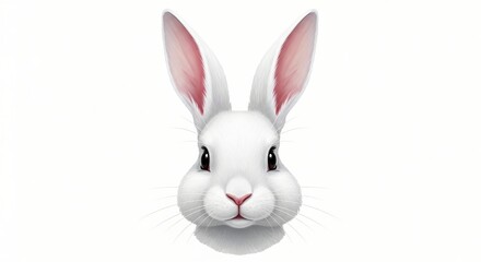 Fototapeta premium White rabbit face illustration on transparent background