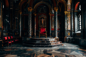 Obraz premium Beautiful throne of power of king or queen in throne room