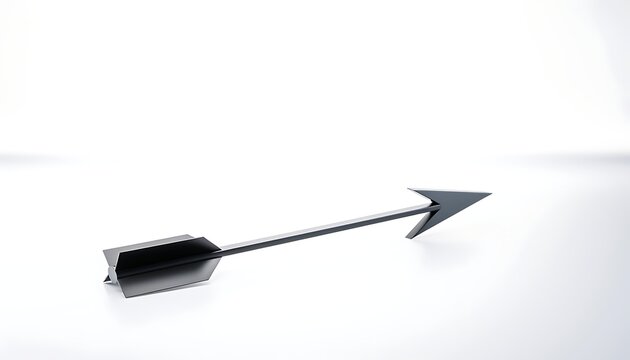Black arrow pointing forward on a white surface business and direction concept