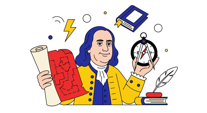 Benjamin Franklin Illustration: Inventor, Statesman, Founding Father