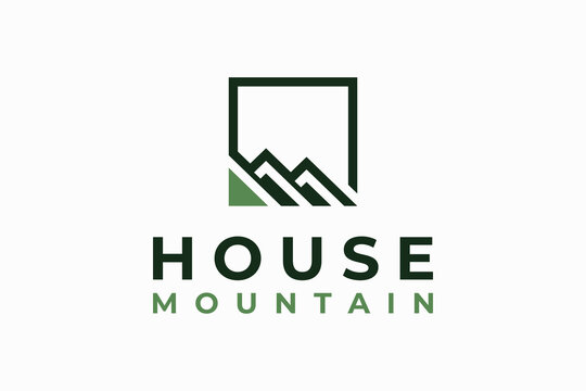 Mountain Roof Letter M Logo Design for Home Builder Real Estate and Housing Company