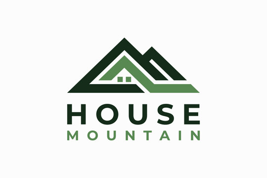 Mountain House Letter M Logo Design for Real Estate Cabin Resort and Construction Brand