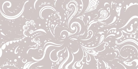 Vintage beige damask seamless floral pattern featuring ornate vector swirls and retro flower ornaments for textile wallpaper design © SUMAYAAKTER