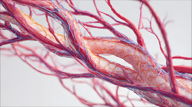 Constricted blood vessels under stress medical circulation concept