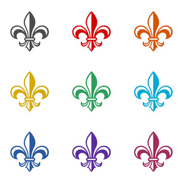 Fleur de lis icon isolated on black background