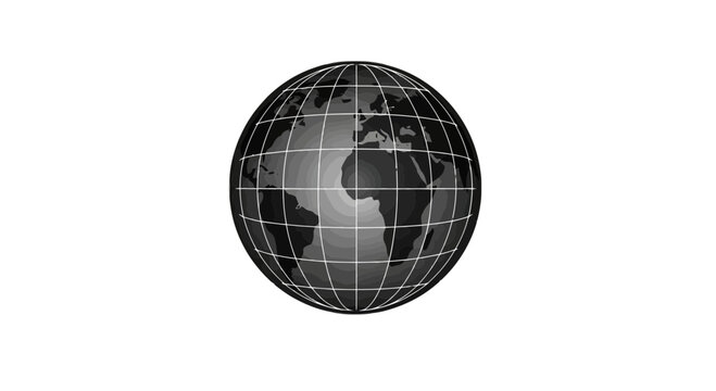 Wireframe globe with grid lines isolated on transparent background, Vector