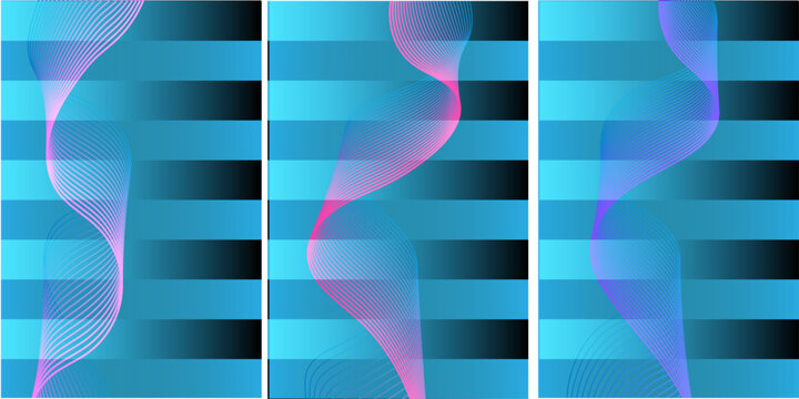 Abstract Wavy Background. For Cover Page, Landing Page, Banner. Dot red purple wave line light gradient dark background. Modern gradient effect suggests movement, depth. Composition of overlapping. 