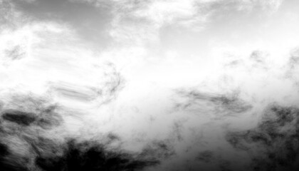Obraz premium Black smoke clouds, dirty toxic fog or smog. Overlay digital illustration of dark steam, smoky mist from fire, explosion, burning