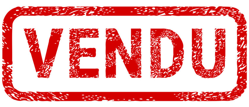 Grunge red rubber stamp with the French word Vendu meaning sold, representing successful business transactions, real estate deals and retail sales (cut out)