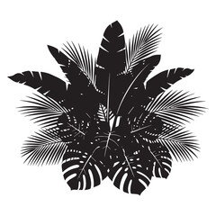 Tropical Palm Tree Leaf Silhouette Illustration. © Pixel Pulse
