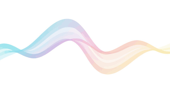 Abstract Pastel Wave Line Art with Gradient Colors on White Background