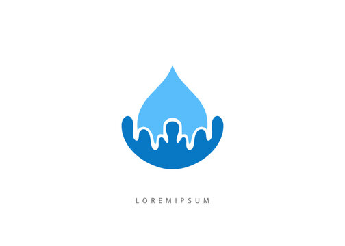 Splash Drop water logo template. Abstract Blue Water Oil drop Splash with Unity Symbol for Social Business