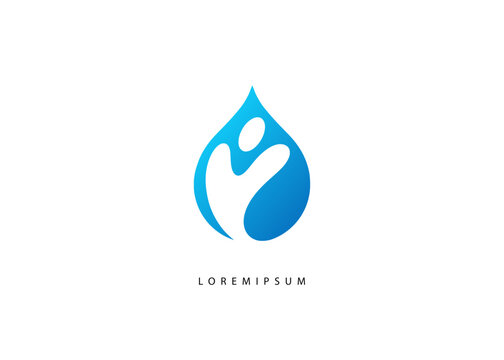 Life Water drop logo template. Abstract Human Charity in Droplet Vector for Wellness and Life Vitality Branding