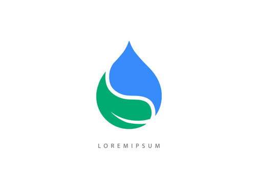 Sustainable Aqua Leaf Logo - Creative Water Drop and Plant Icon for Wellness and Eco-Friendly Business