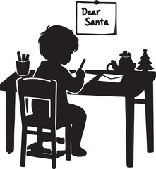 child writing a letter to Santa Claus 