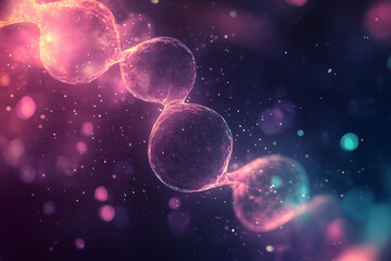 Fototapeta premium selective focus floating blood cells with CBC data overlay