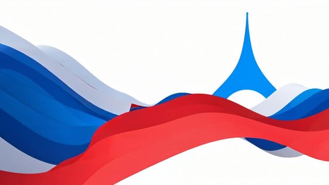French and Russian flags intertwined with Eiffel Tower, symbolizing cultural exchange and international relations