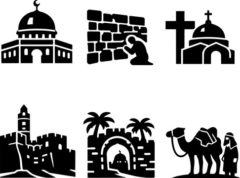 Jerusalem and Middle East culture black glyph icon