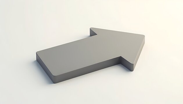 Three dimensional gray arrow pointing right on a white background isolated