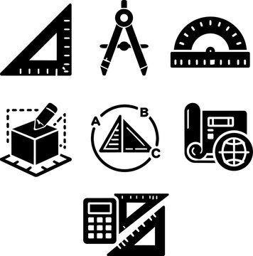 Geometry and mathematics education black glyph icon