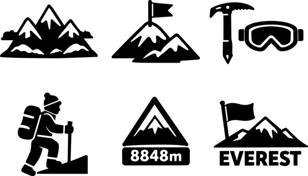 Mountain climbing and expedition black glyph icon