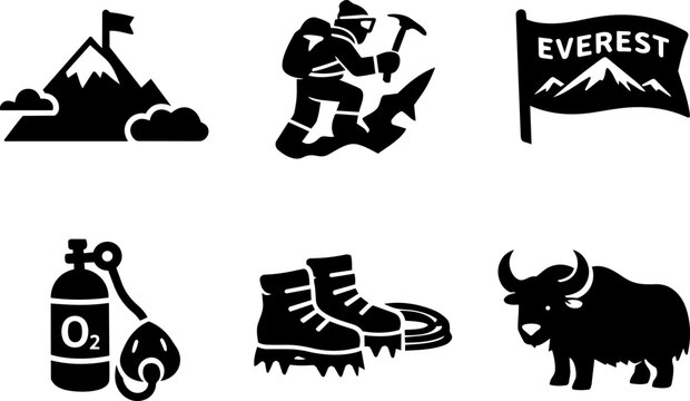 Everest expedition and Himalayan adventure black glyph icon