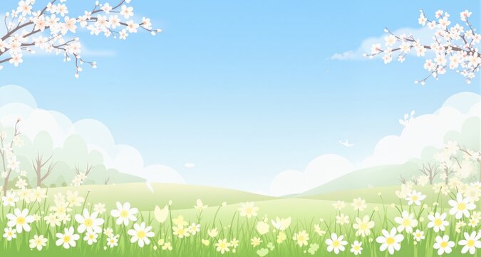 spring season vector background pastel banner blue
