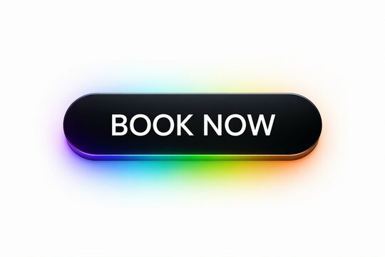 Modern black book now call to action button with colorful gradient glow effect