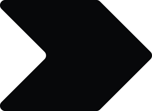 A bold black chevron arrow shape pointing to the right isolated on a transparent background