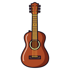 Naklejka premium Cartoon Acoustic Guitar Flat Vector Illustration