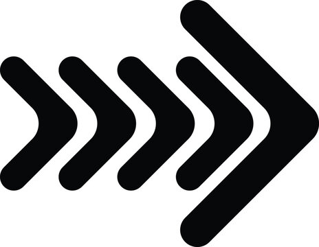 Four black arrows pointing to the right in a chevron pattern