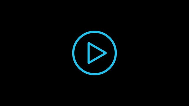 Play button animation. Minimalist white video play button icon on a black background. 4k video animation