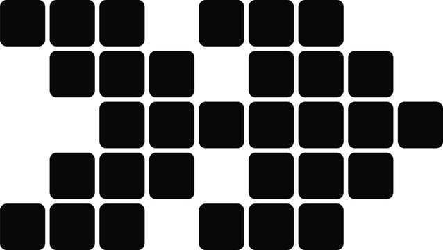 Abstract pattern of rounded black squares arranged in a staggered formation on a white background