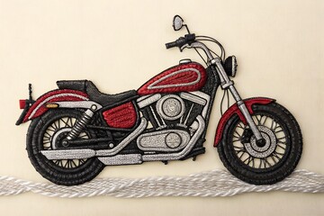 Obraz premium Classic Motorcycle: A detailed illustration showcases a classic motorcycle, capturing its iconic design and the spirit of the open road.