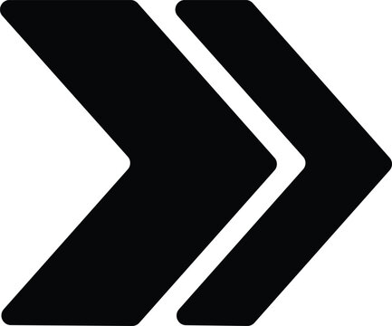 Black double chevron arrows pointing to the right side isolated on transparent background