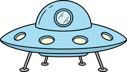 Cartoon UFO Icon with Blue Design for Space, Science Fiction, and Alien Illustrations © Bappi