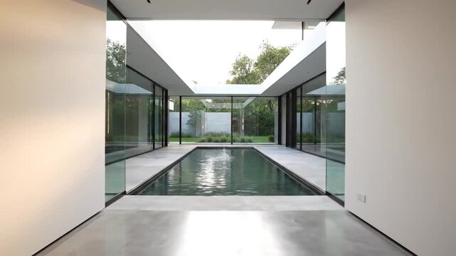 Modern Architectural Design with Indoor-Outdoor Pool and Minimalist Aesthetics.