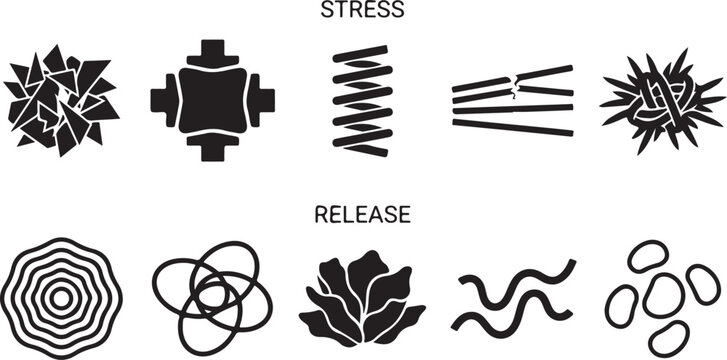 Stress and release concept illustration with abstract vector icons Vector