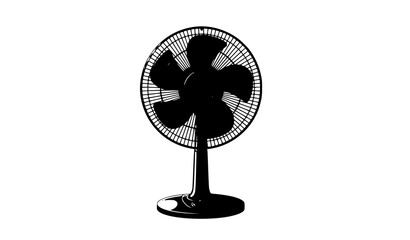 Obraz premium Realistic black stand fan front view with cooling appliance detail isolated on white background vector