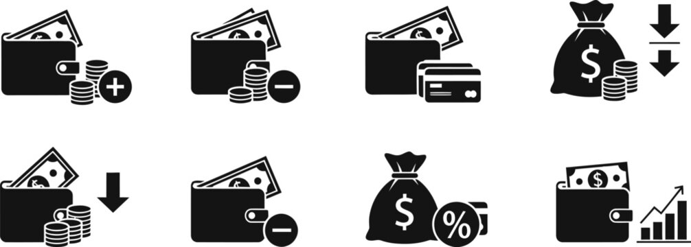 Financial loss and economic downturn a collection of dark icons