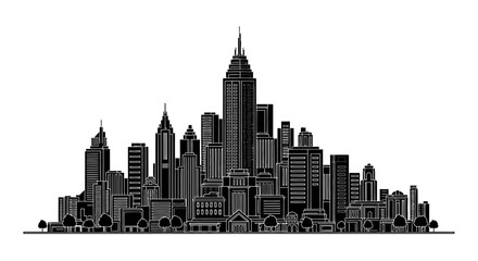 Fototapeta premium Modern City Skyline Silhouette with Skyscrapers ? Urban Concept