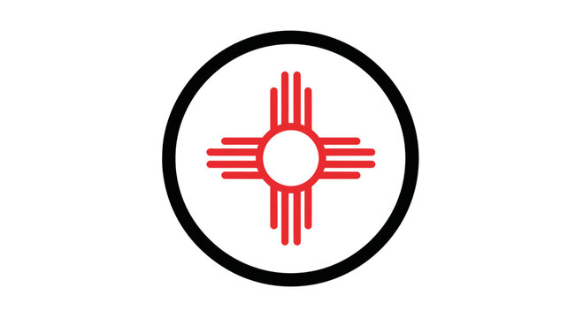 New Mexico Zia Sun Symbol Emblem Round Graphic Icon
